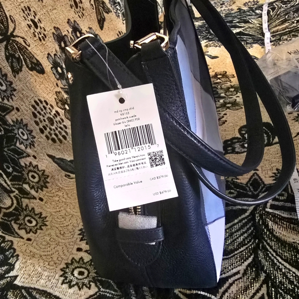 Kate Spade Blue Crossbody Bag with Gold Zipper NWT - Picture 9 of 10